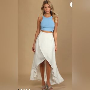 LULUS Beach Days White High-Low Midi Skirt size small